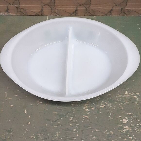 Vintage Glasbake green daisy Primrose Dream Divided Oval Casserole Dish … - Picture 2 of 8